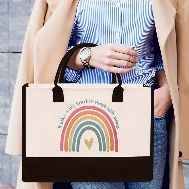 Rainbow Book Bag Colourful Market Bag Rainbow Tote Bag 