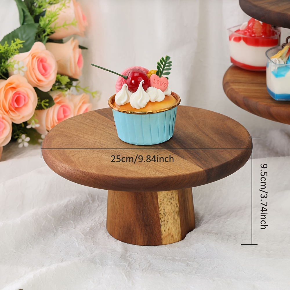 12 Inch Rotating Cake Turntable, Acacia Wood Cake Display Stand Cookie  Turntable for Dessert Table Decorating Cupcake Stand Wedding Cake Stand  Rustic