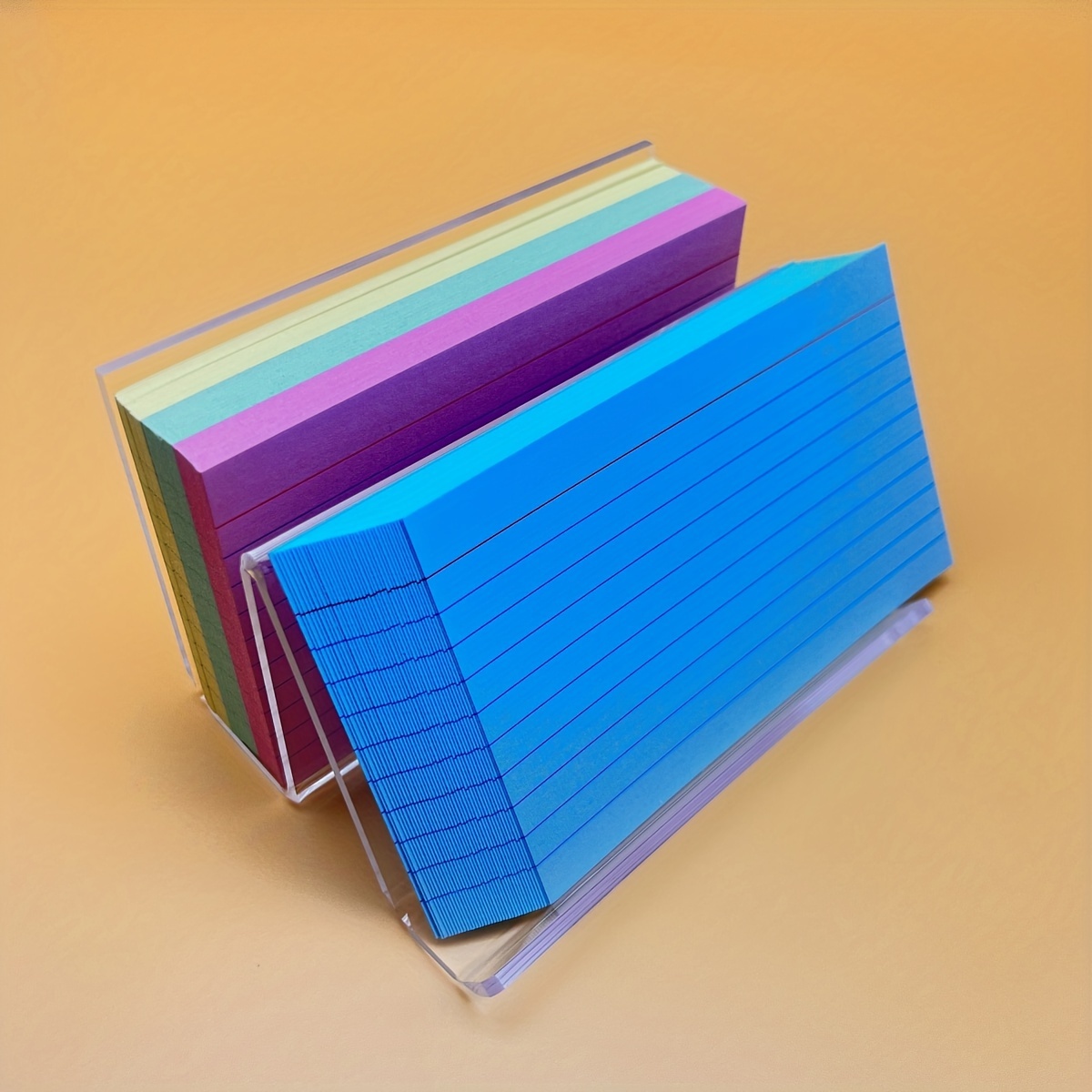 3 Pieces Index Plastic Flash Card Holder 3 X 5 Inch Recipe Card Storage  Colored Photo Box (blue)