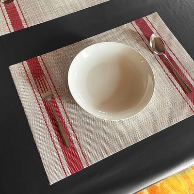 1pc Striped Rectangular Placemat, Heat Resistant Non Slip Table Mat, Dining Table Decor