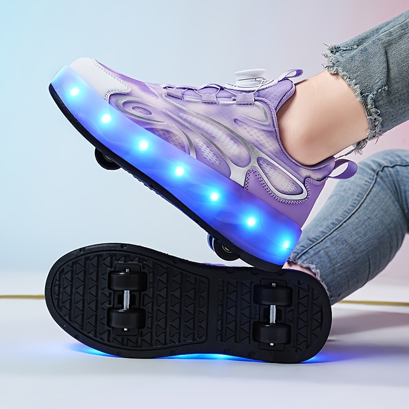 Scarpe A Rotelle Luci Led Moda Ragazze Fibbia Rotante Comode - Temu Italy