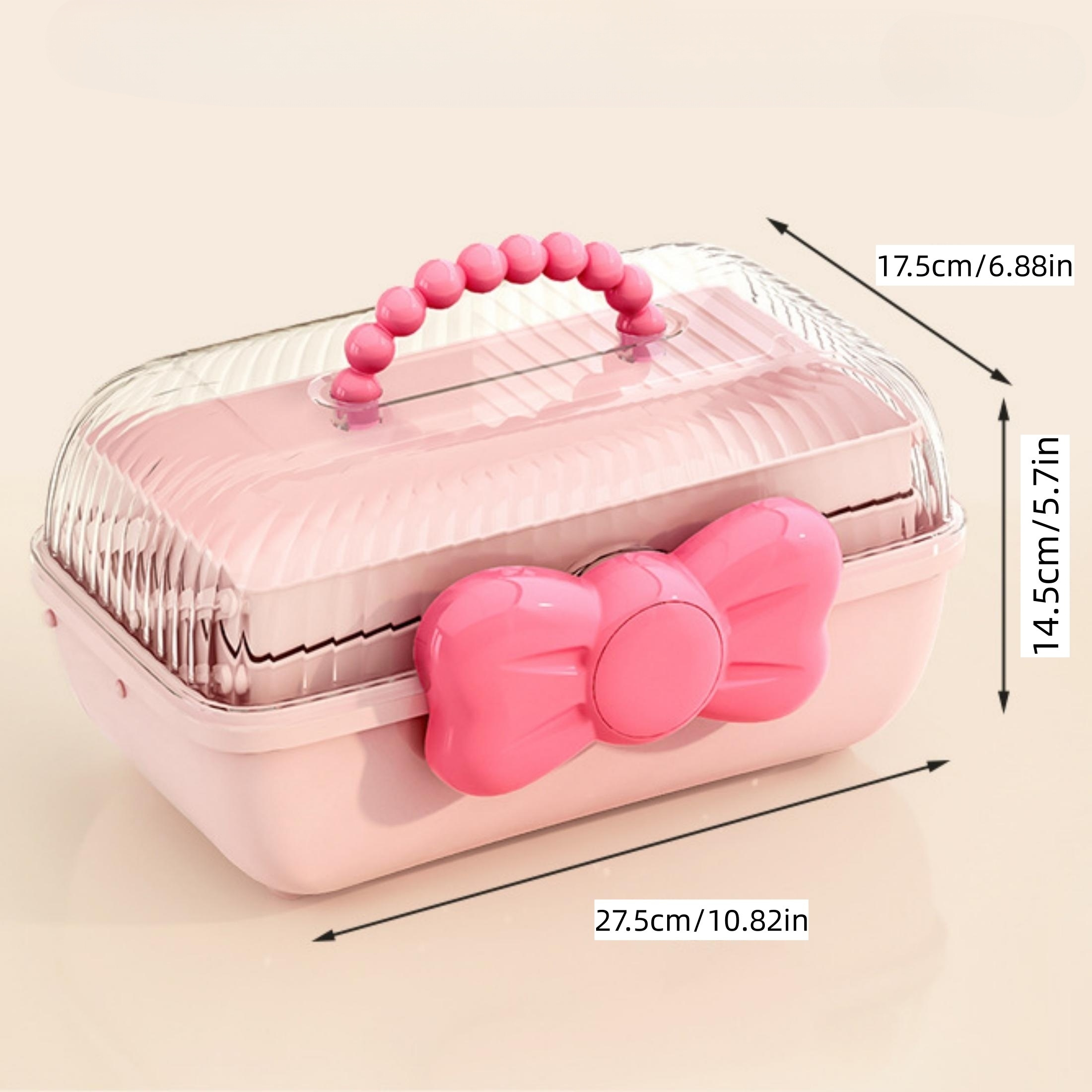 Boîte de rangement de bureau en plastique carrée rose