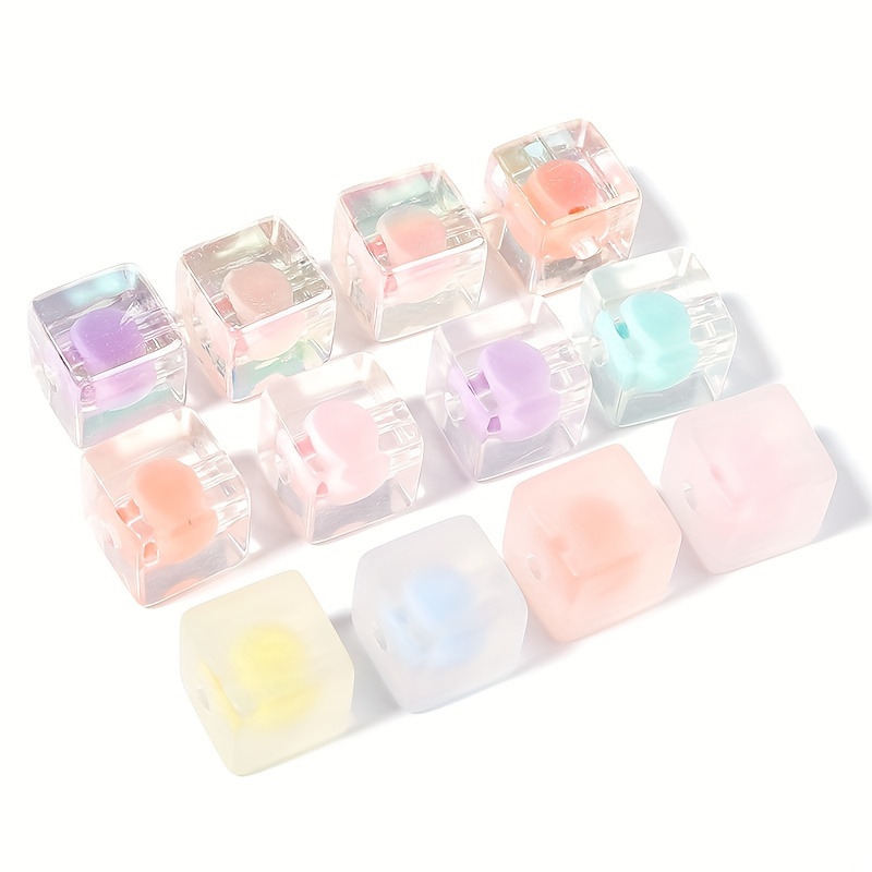 Cute Unique Transparent Colorful Beads In Beads Cube Acrylic - Temu