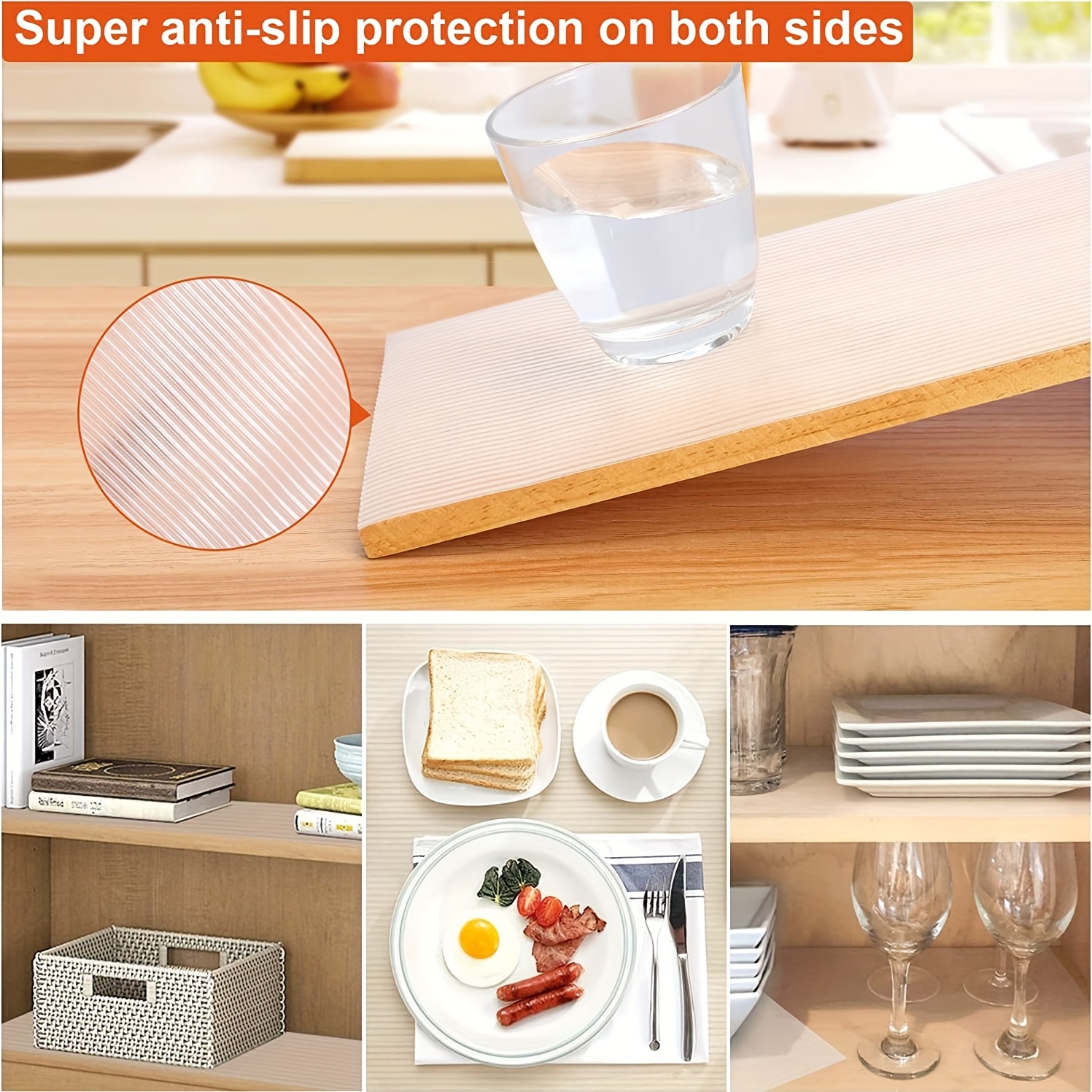 Shelf Cabinet Liner Non-Adhesive 12 in X 20 Ft, Strong Grip Non Slip  Shelving Liner for Kitchen Cabinets, Easy Install Storage, Drawers, Shelves