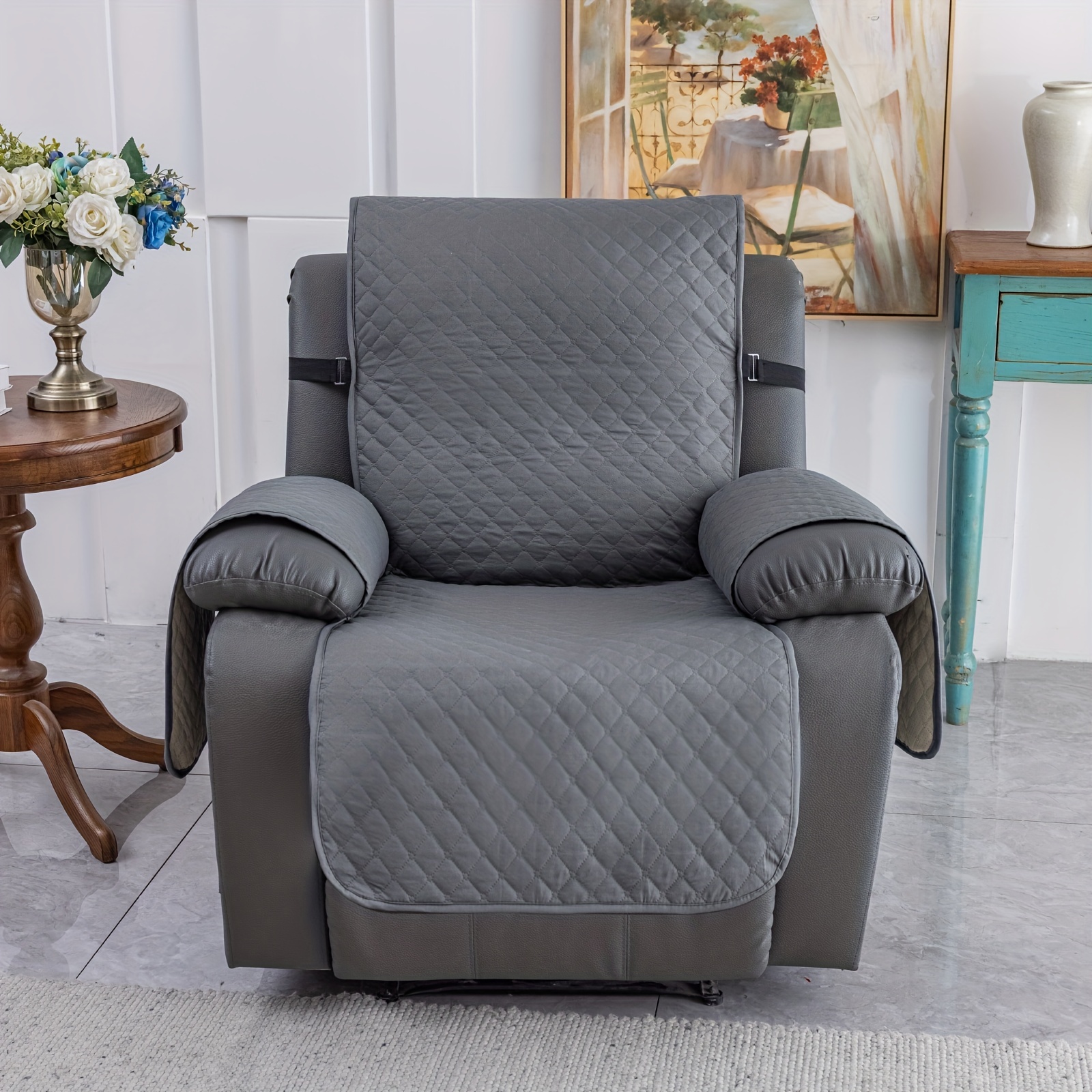 Velvet Recliner Covers Non Slip Waterproof Large Recliner Chair Covers for  Leather Chairs Reversible Recliner Sofa Cover for Living Room Recliner