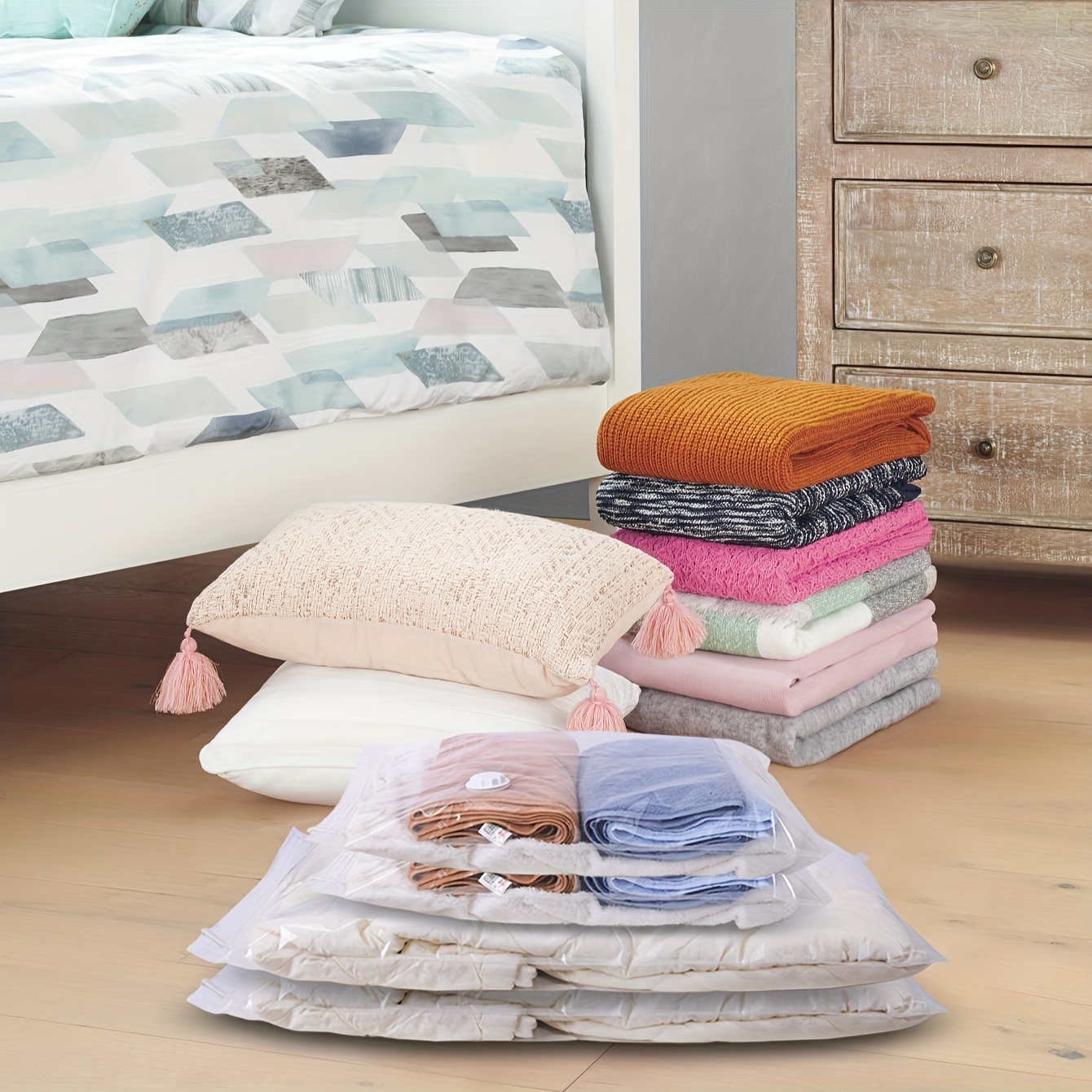 Vacuum Storage Bags Saving Wardrobe Bedroom Space Quilt - Temu