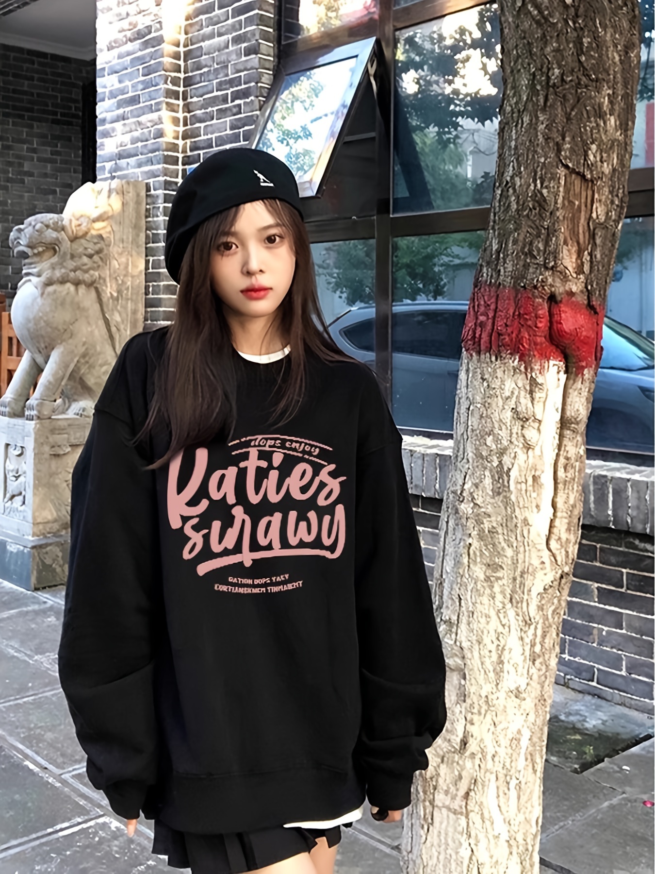 asntrgd Oversized Hoodies for Women, Fashion Letters Print Crewneck Hooded  Sweatshirt Casual Comfy Back Graphic Pullover Top at  Women’s