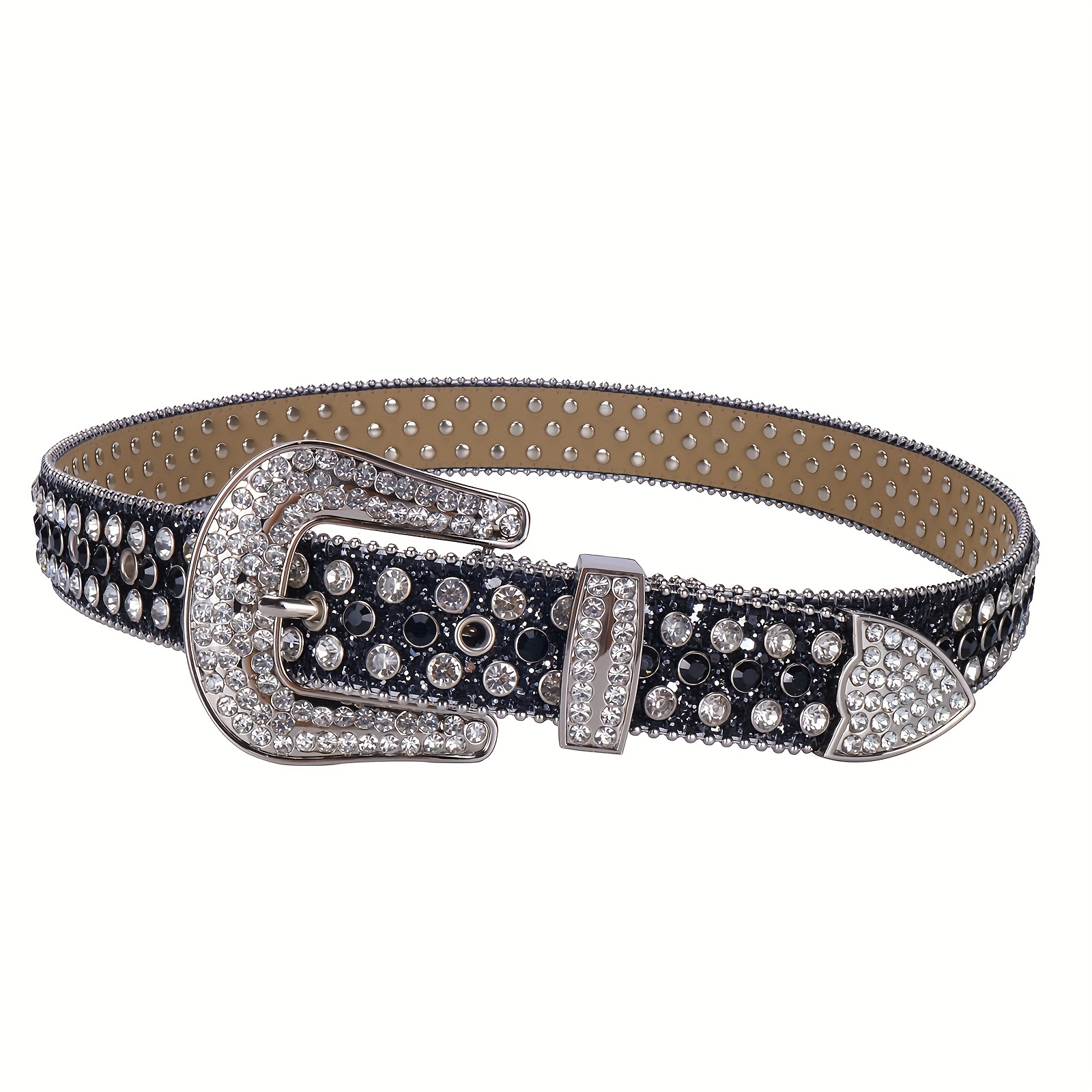 Rhinestone PU Leather Belt for Jeans Dress