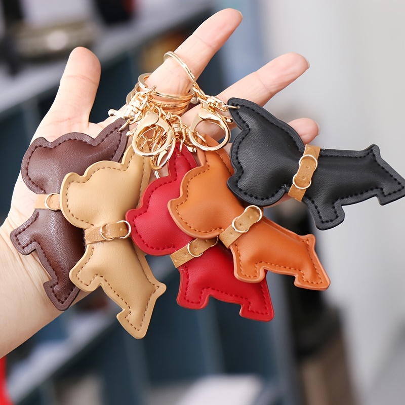 French Bulldog Keychain Bulldog Keyring Faux Leather Dog Bag Charm Trinket  Funky