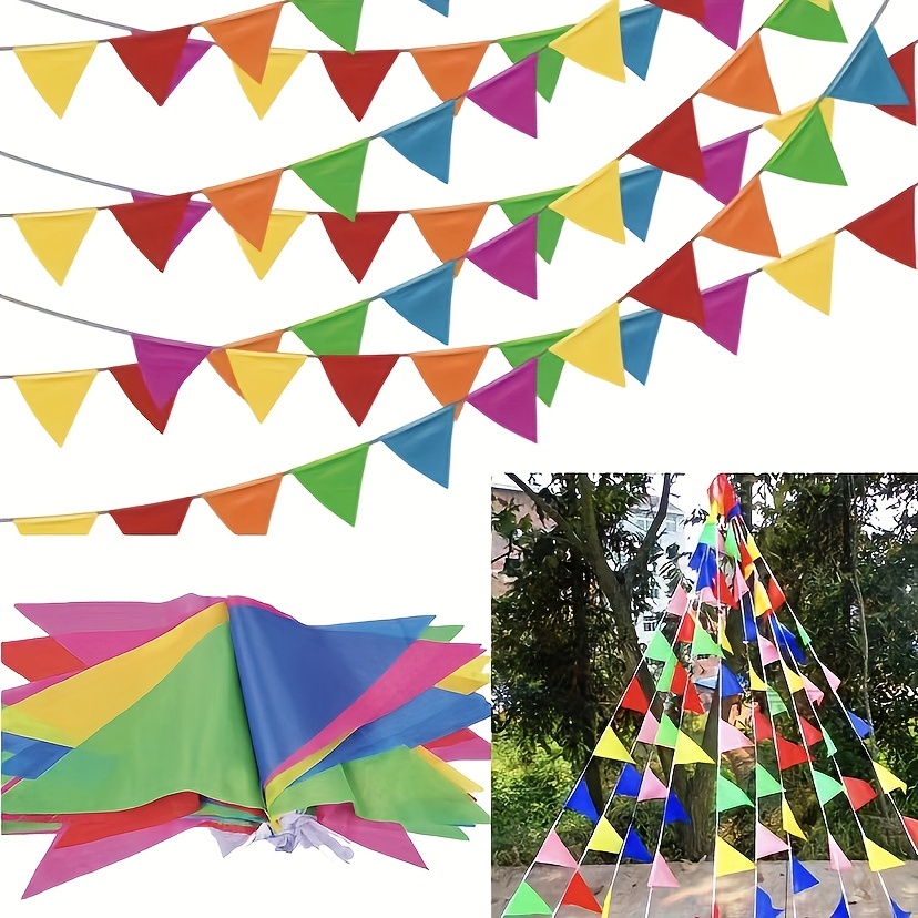 1pc, Triangle Flag Decoration, Colorful Pull Flags, Festival Party Colorful  Outdoor Colorful Flags Triangle Flag String Flags, Outdoor Work Site Alarm