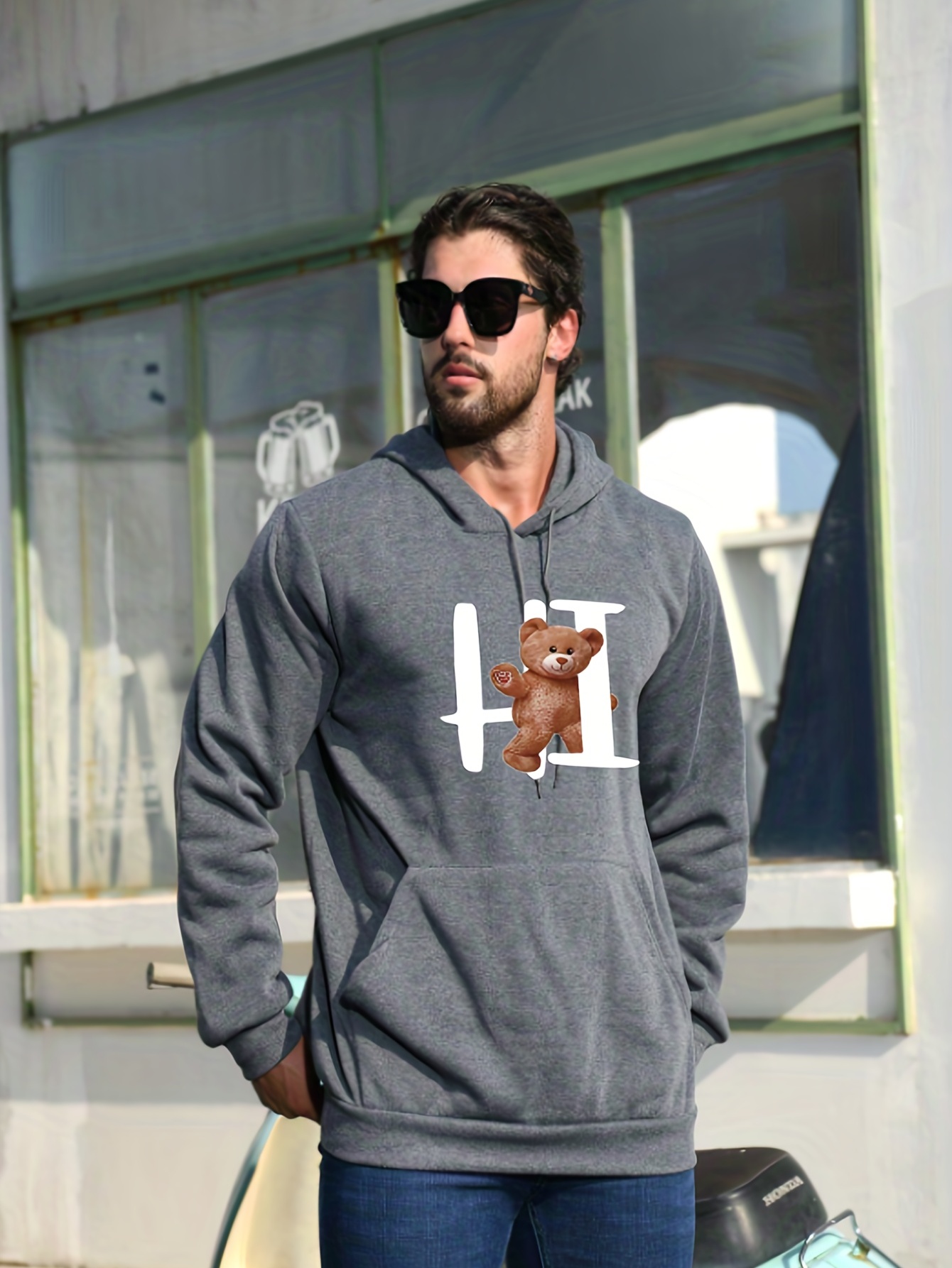 Mens Charcoal Grey Pullover Hoodie