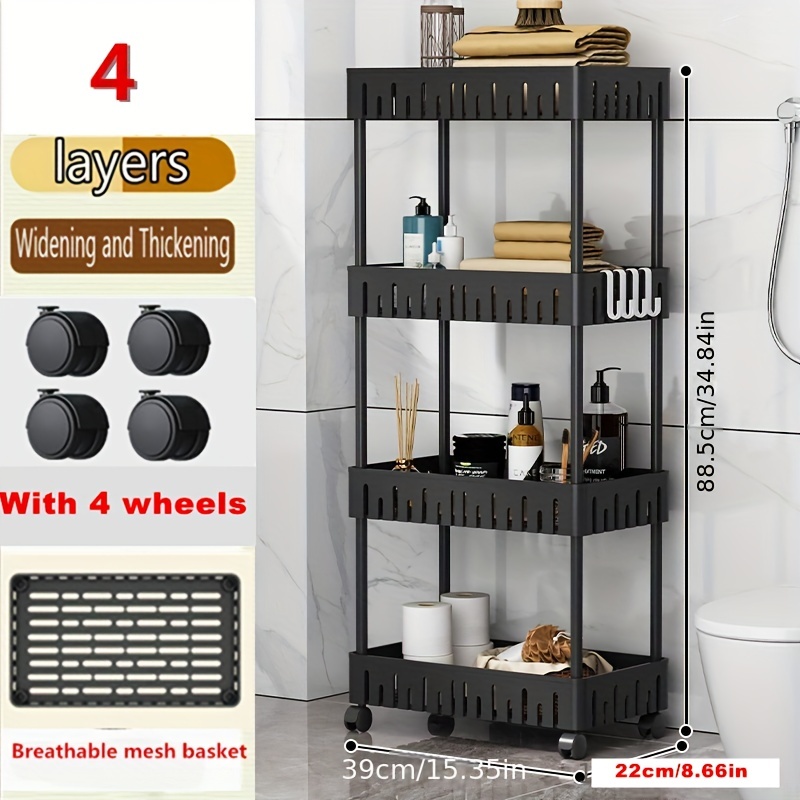 Storage Small Cart Thickened And Widened Toilet Shelf Multi - Temu