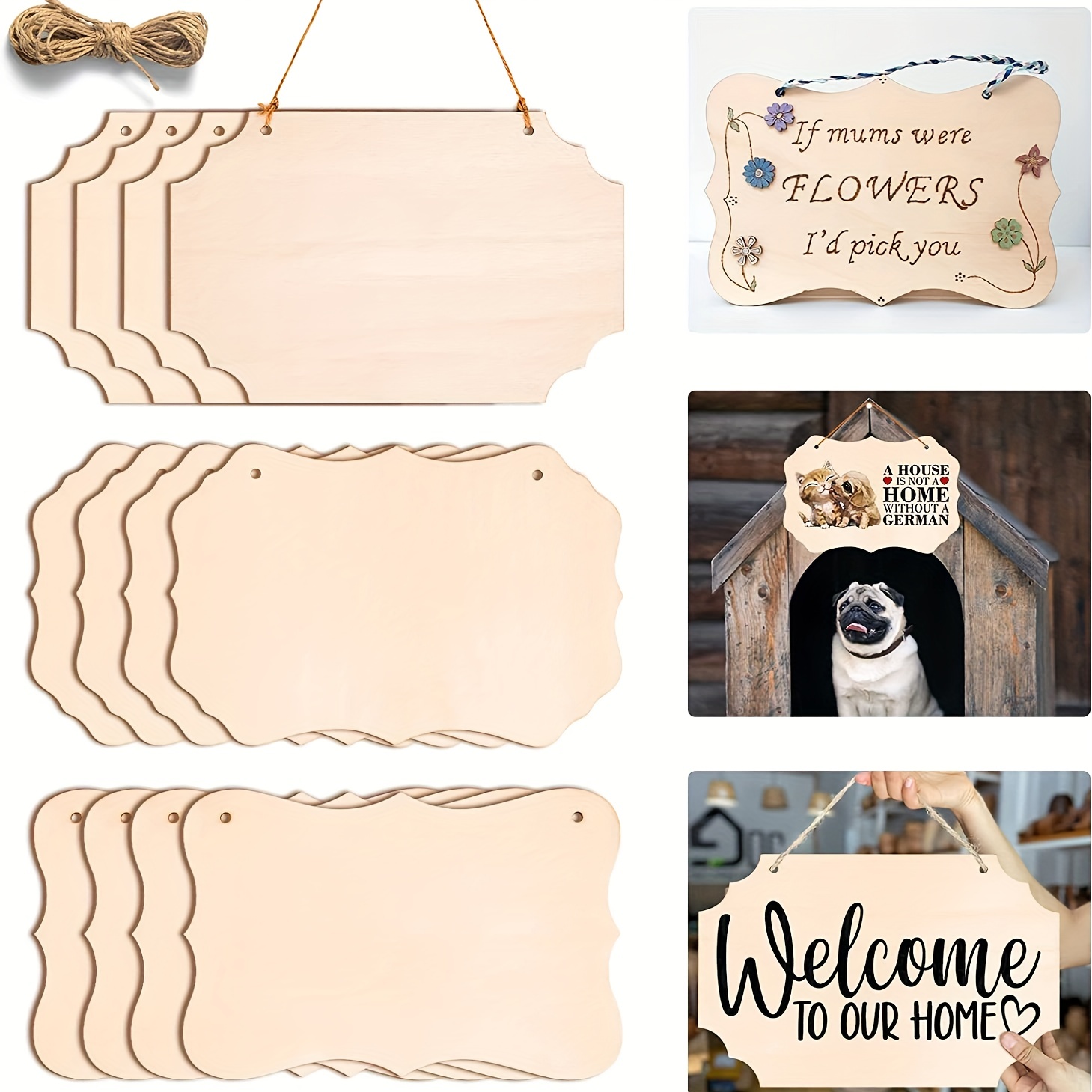 Hanging Wood Plaques for Crafts with Hemp Rope, DIY Painting Blank Wooden  Sign for Garden Decor Festival Suppliers 