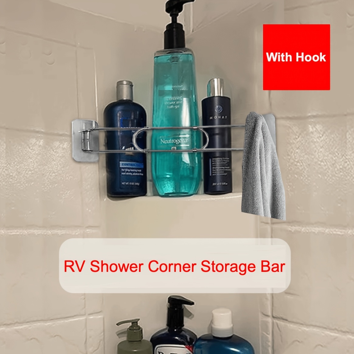 Adjustable Corner Storage Bar Rv/camper/travel Bathroom - Temu