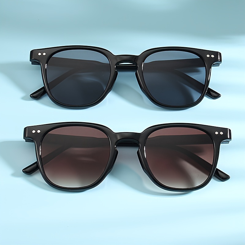 

2pcs Retro Square For Women Men Casual Gradient Fashion Anti Glare Shades For Vacation Beach Travel Fashion Glasses