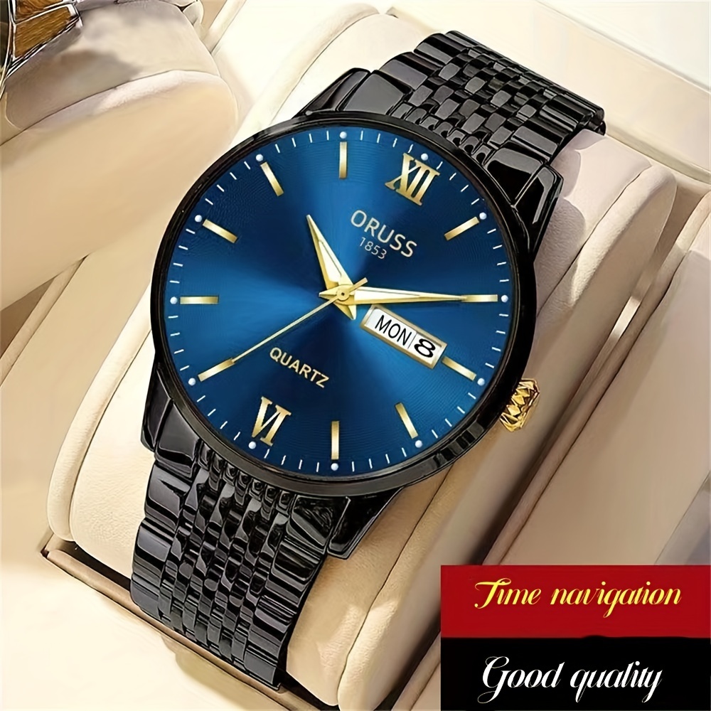 

Men's Watches, Upscale Trend Personality Gentleman Waterproof Luminous Durable Fashion Business Sports Precision Double Calendar Men's Watch, Ideal Choice For Gifts