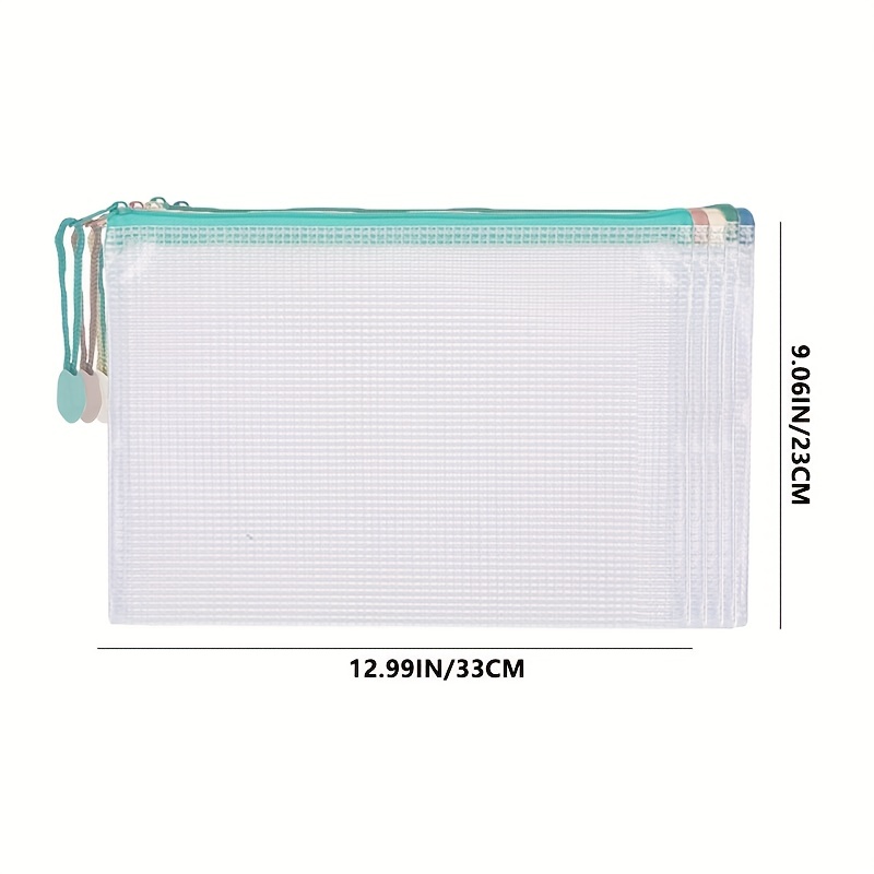 Mesh Zipper Pouch A4 Document Bag With Handle [double Layers - Temu