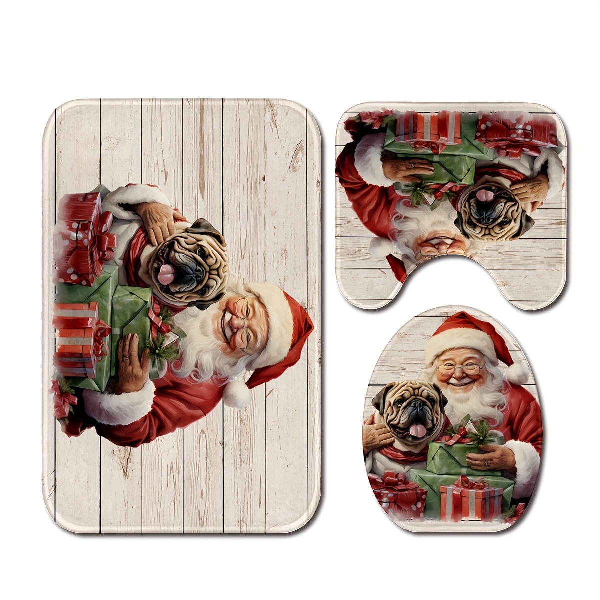 Christmas Cute Dog And Gift Printed Floor Mat, Three-piece Bathroom Mat  Set, Non-slip Mat, Water-absorbent Mat, Toilet Lid Mat, Toilet U-shaped Mat,  Floor Rugs - Temu New Zealand