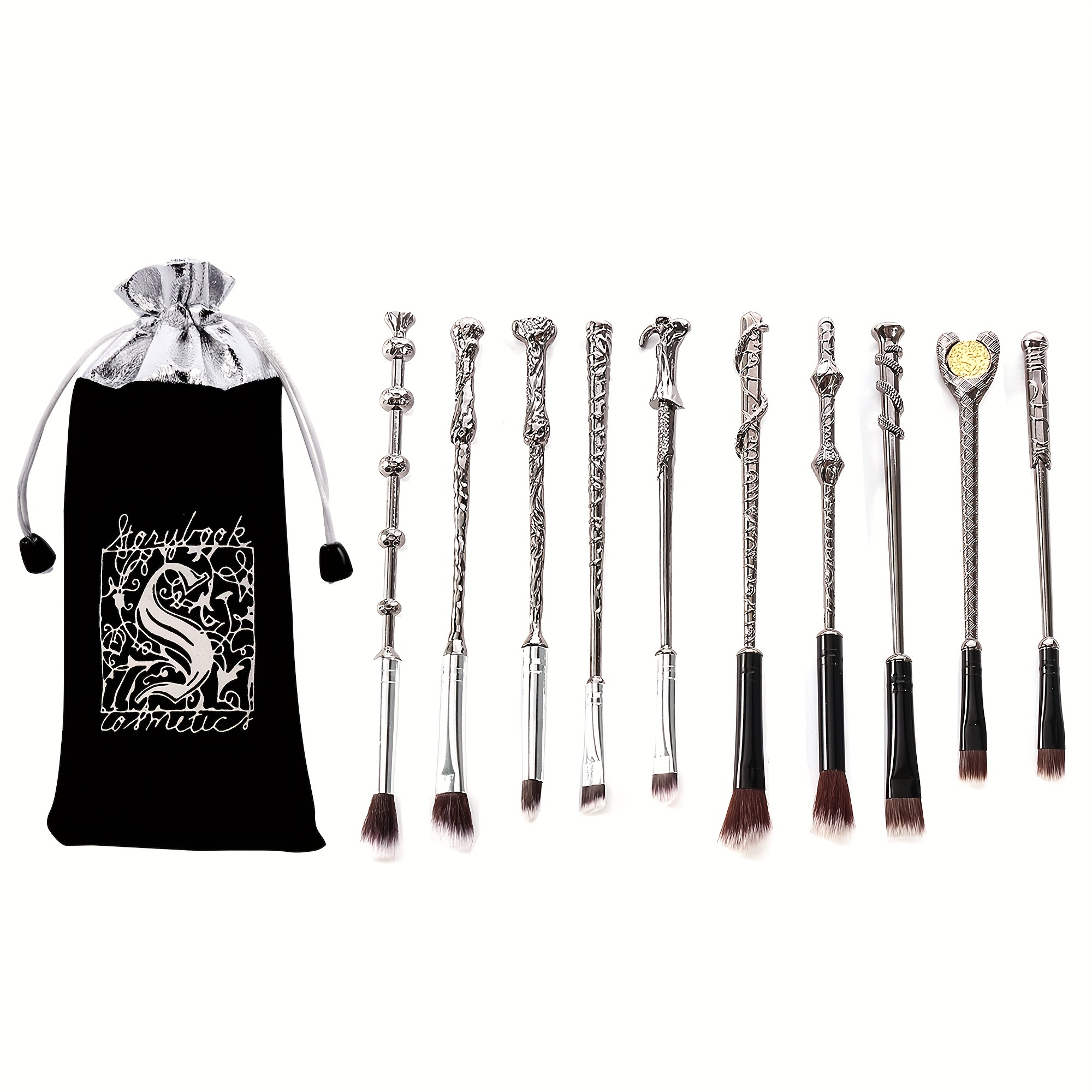 10pcs Silver Magic Eyeshadow Makeup Tools Set Gift For Girls
