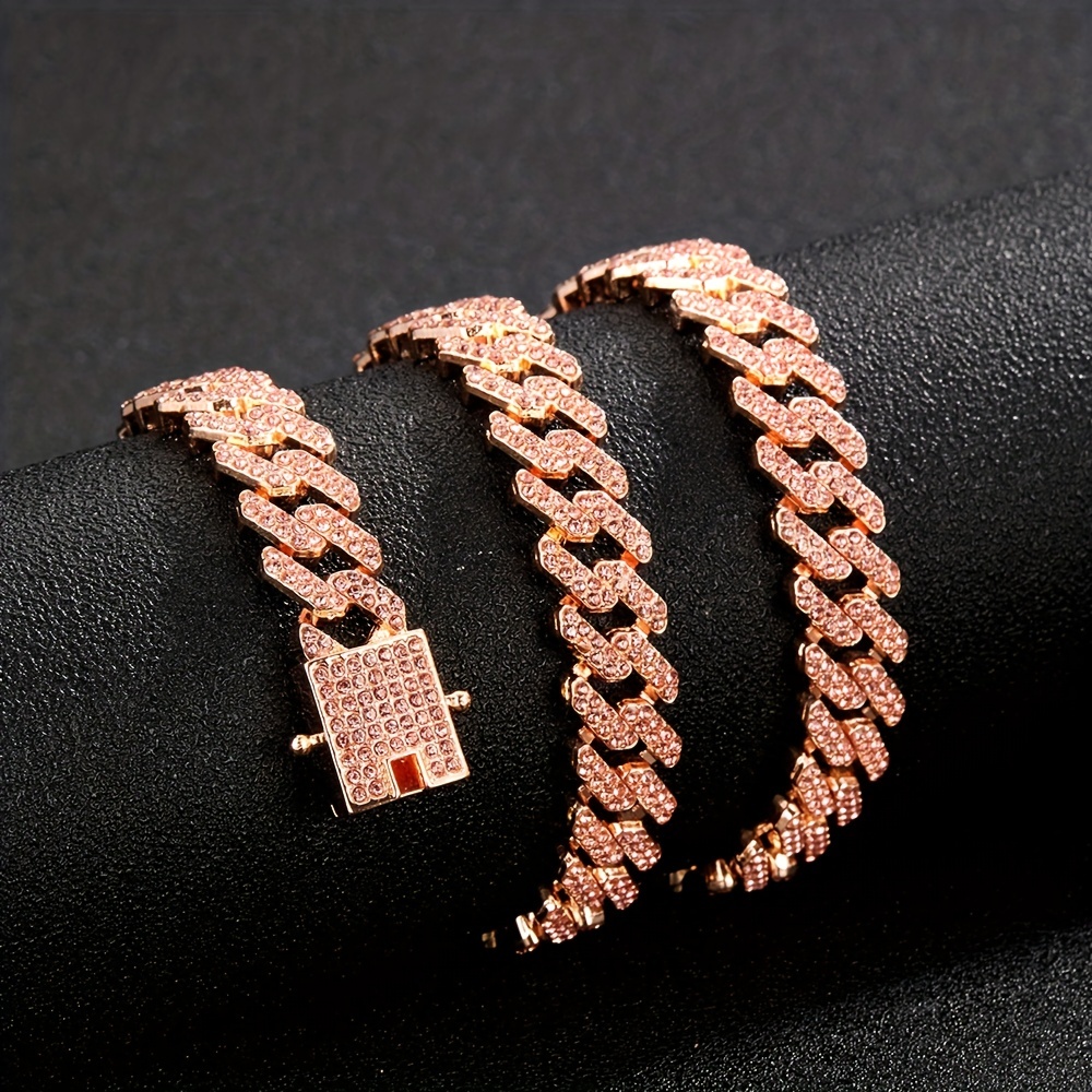 Miami Cuban Link Chain Necklace / Bracelet Rose Gold Plated