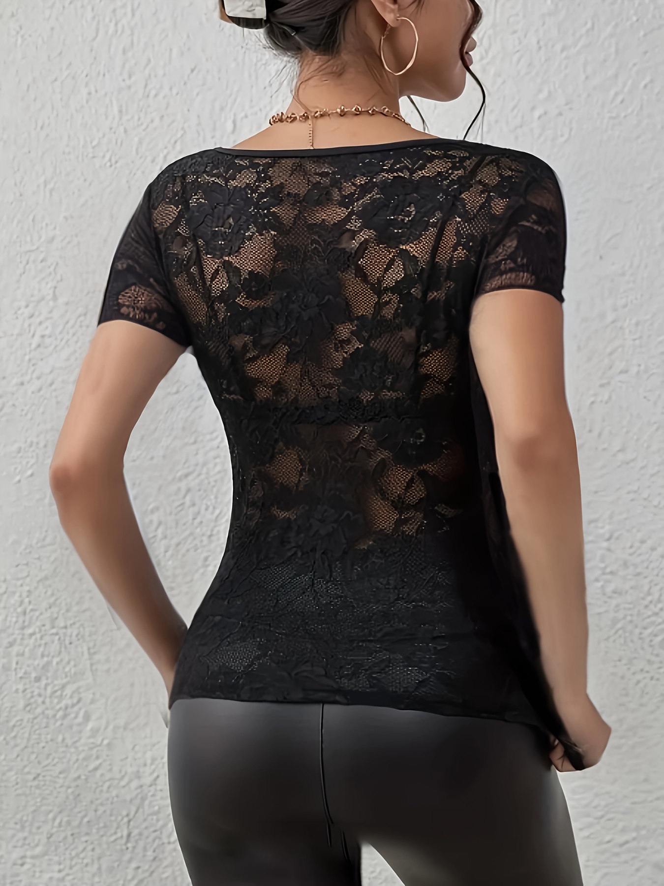 Cheap Women's Summer Fashion V-neck Short Sleeve Shirt Tops Lace