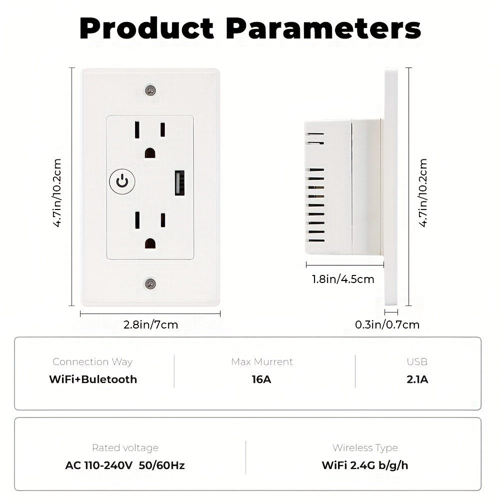 WiFi Us Wall Socket Plug AC 110-240V 15AMP Smart WiFi Outlet - China WiFi  Wall Socket, WiFi USB Wall Socket