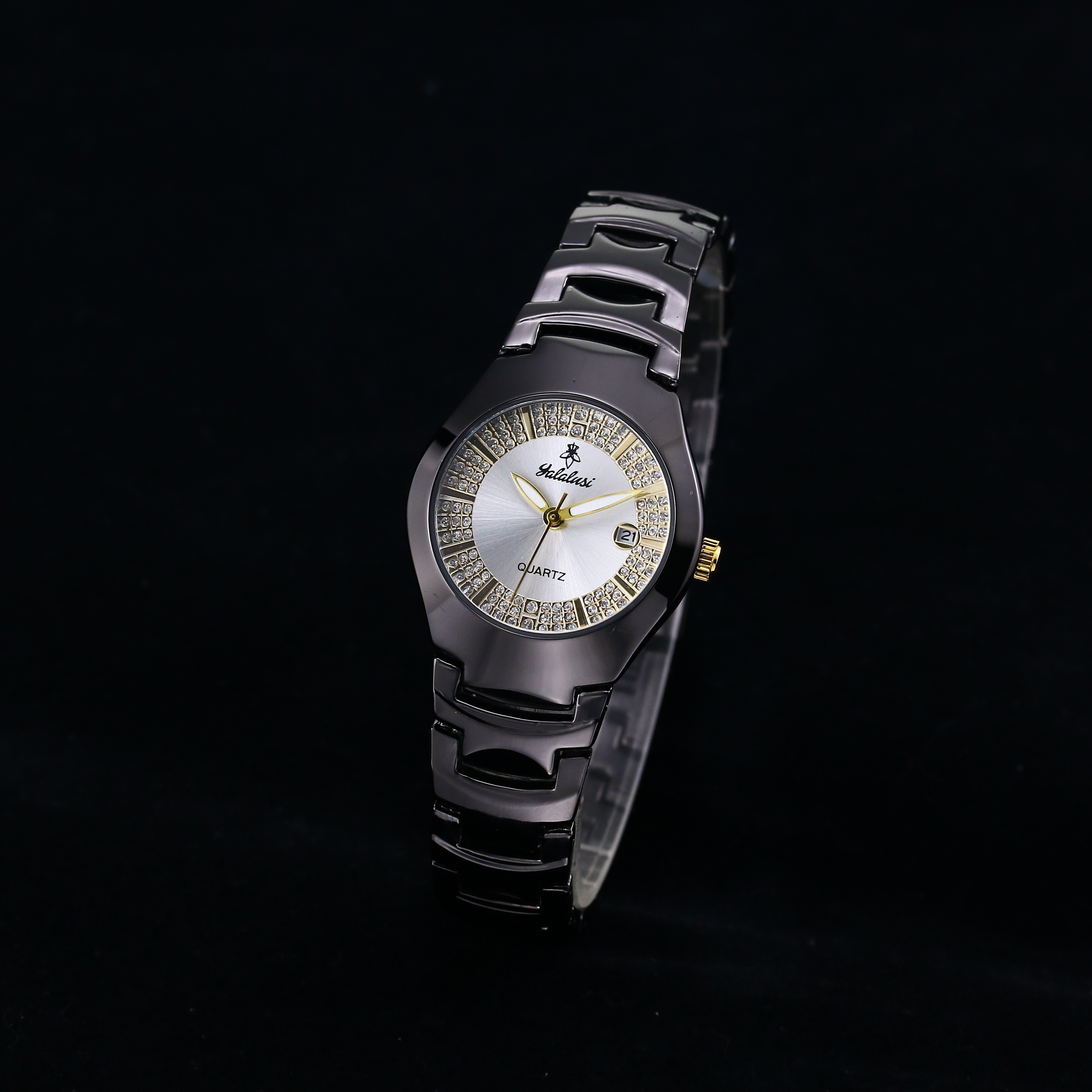 Reloj de lujo dorado para mujer - Reloj de diamantes de imitación  resistente al agua Pulsera de acero inoxidable Blanco