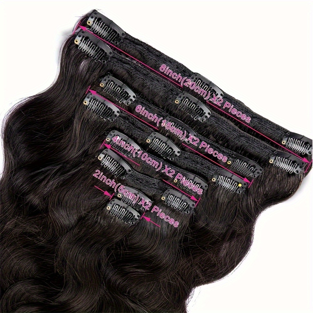 Body Wave Seamless Clip in Hair Extensions Indian Body Wave / 16