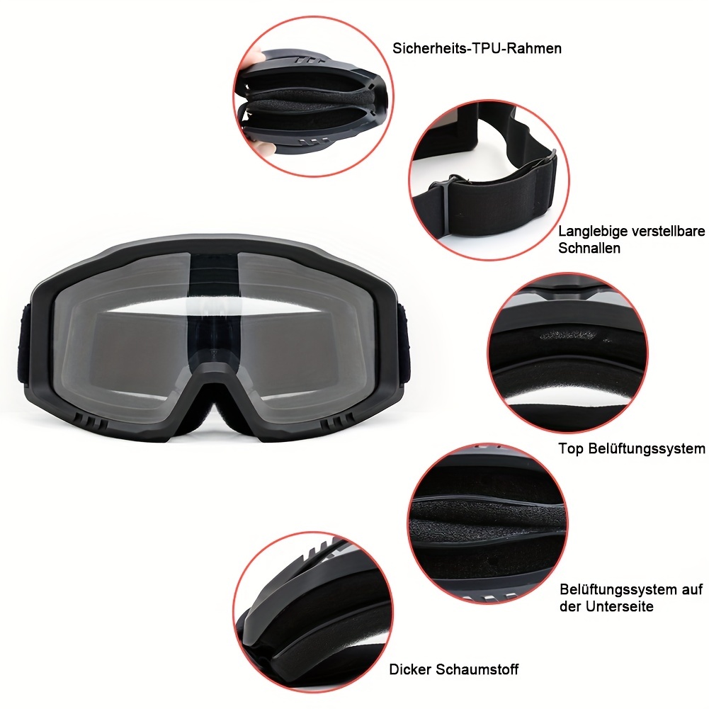 Gafas de motocicleta, gafas de motocross OTG para motocicleta ATV, gafas de  seguridad a prueba de polvo anti-UV para hombres, mujeres y jóvenes - Temu  Spain