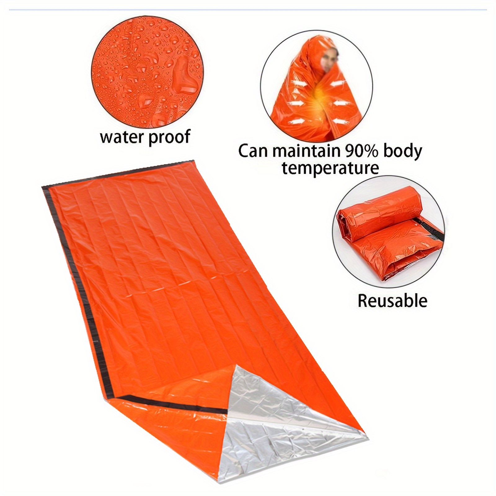 2pcs Emergency Sleeping Bag Set For Camping Hiking Outdoor Activities