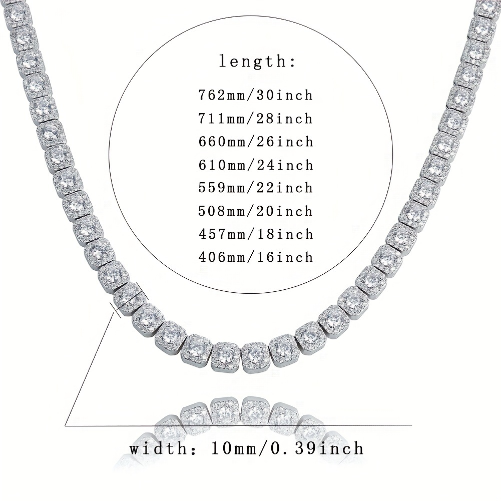 Tennis Necklace 18k Golden Plated Iced Heavy Halo Square - Temu Canada