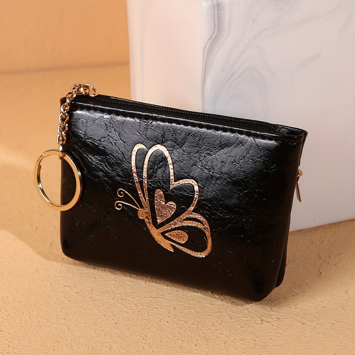 Golden Butterfly Print Coin Purse, Mini Kiss Lock Storage Bag, Women's  Clutch Clip Earphone Ley Bag - Temu