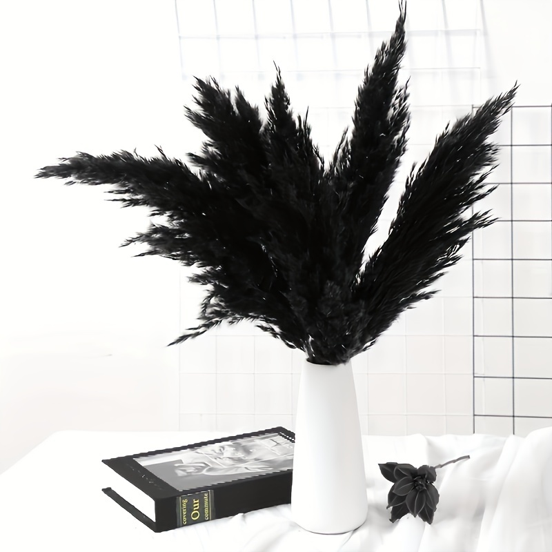 Black Artificial Pampas Grass Faux Silk Flower 5 Forks Fake - Temu