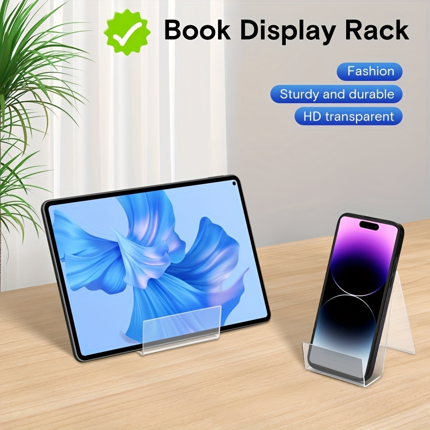 6 Pack Acrylic Book Stands for Display Clear Book Holder Book Display Book  Display Stand for Displaying Newspaper Magazines Notebooks Textbooks CDs