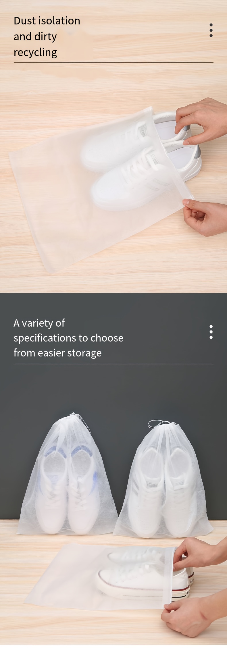 20pcs Non- Dustproof Drawstring Storage Bags - Lightweight Shoe & Accessory Organizers with Secure Closure, Minimalist White Design for Travel, Closet & Home Organization, Shoe Storage Organizer, Transparent Design, Easy Pull Closure