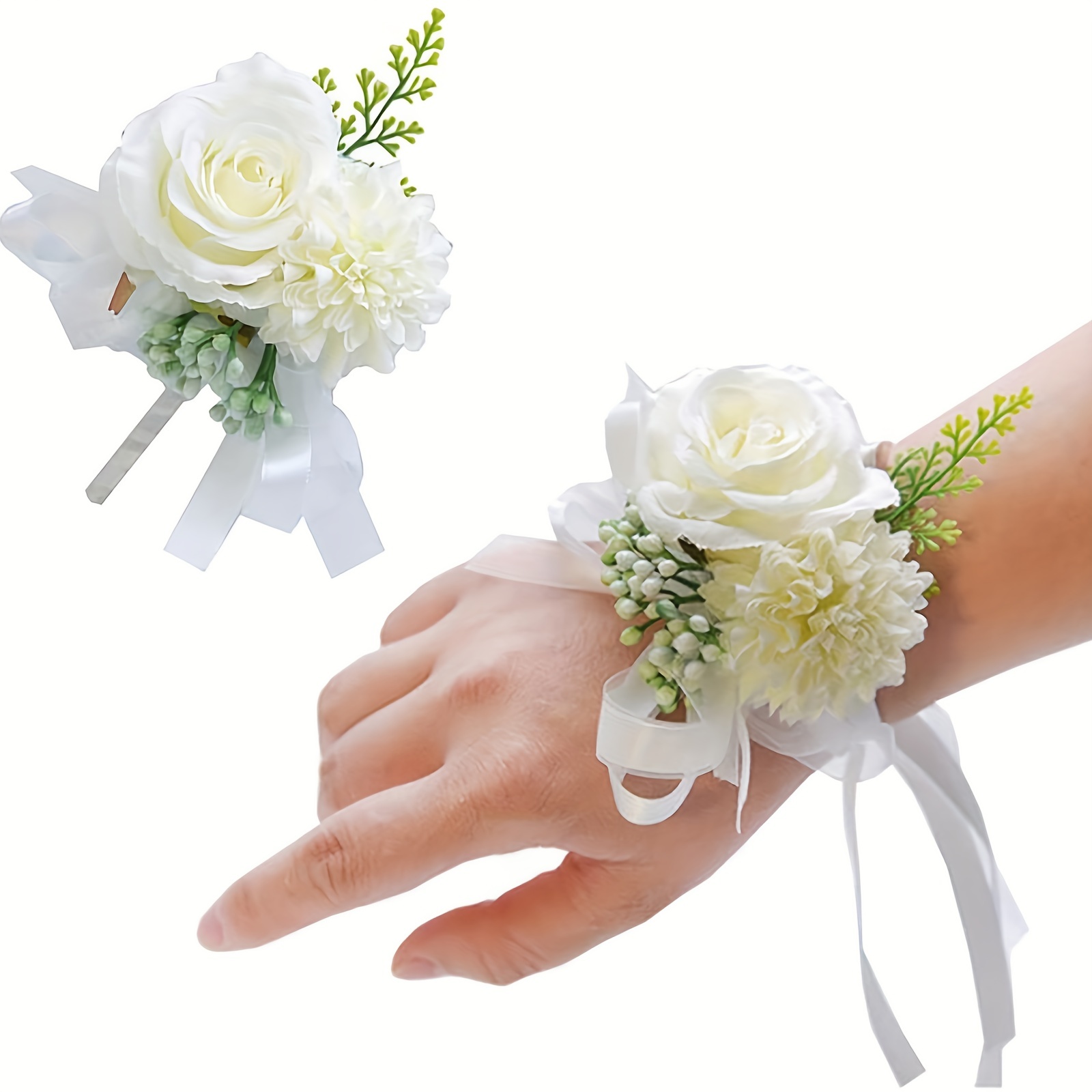 Pink Rose Prom Wrist Corsage Rustic Wedding Flower Bracelet 