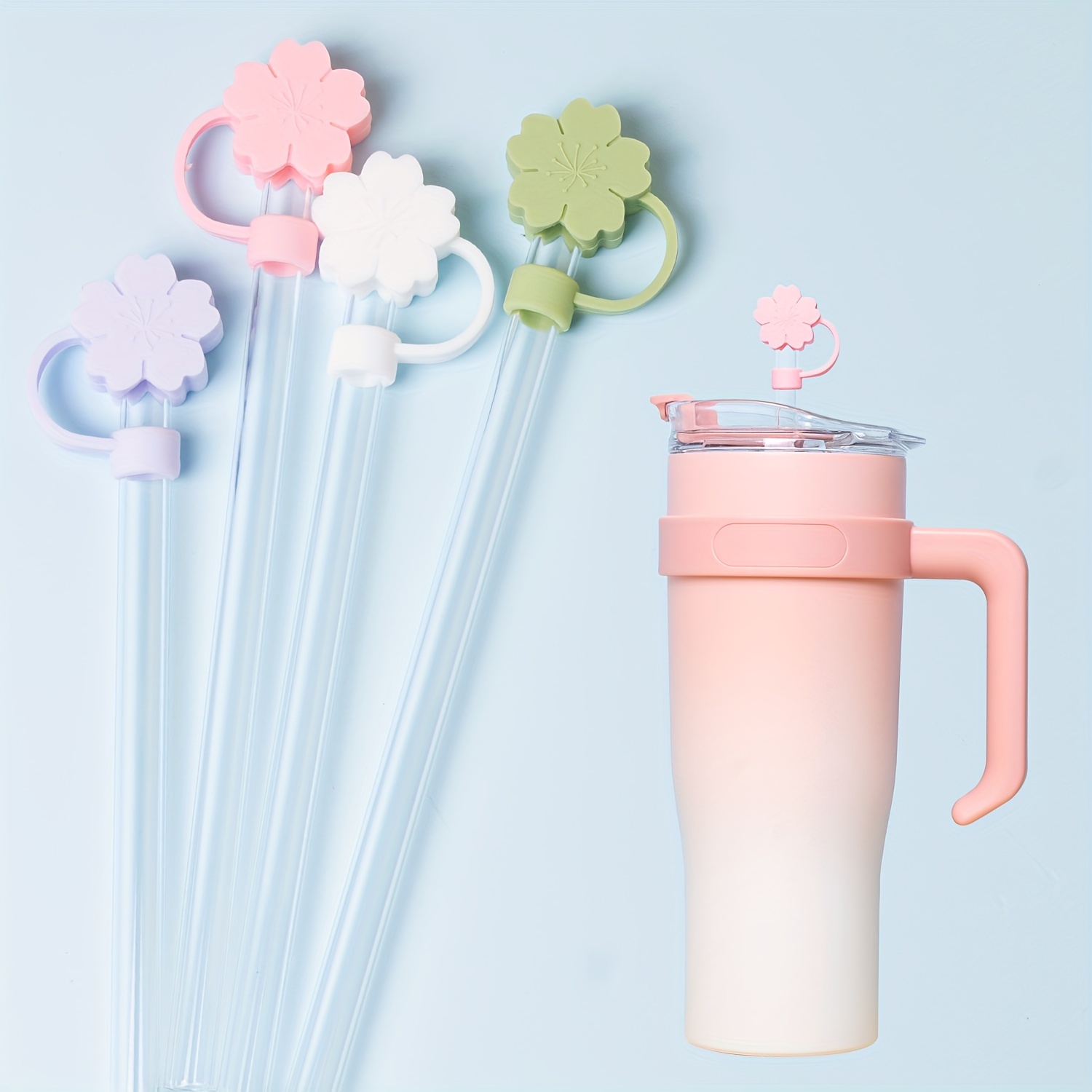  10pcs Straw Covers for Reusable Straws, Cloud Duck