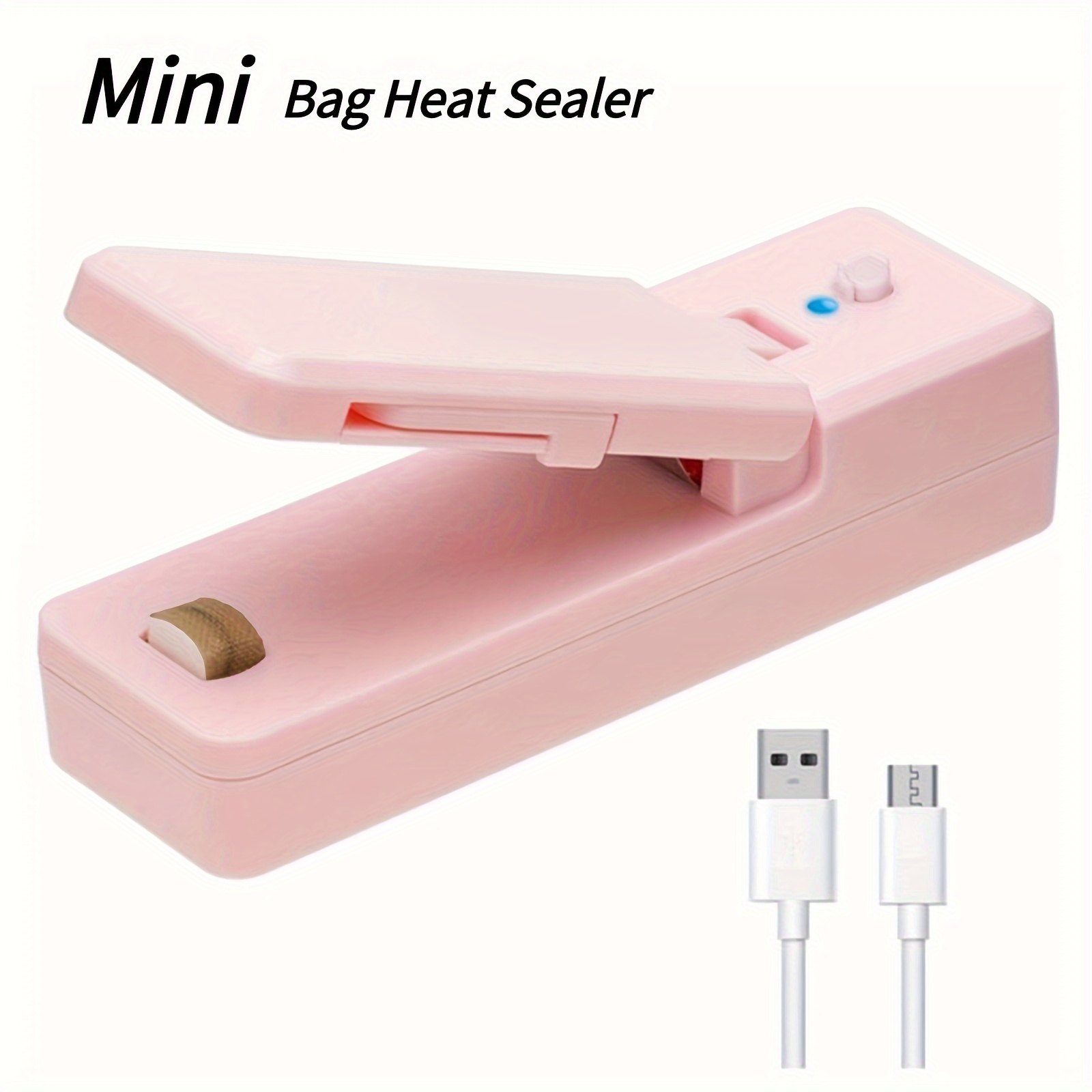 Mini Bag Sealer, 2 in 1 Portable Heat Sealer and Cutter, Chip Bag Food  Sealer Vacuum Machine for Snack Plastic Fresh Bags - Pink - Battery Not  Included 