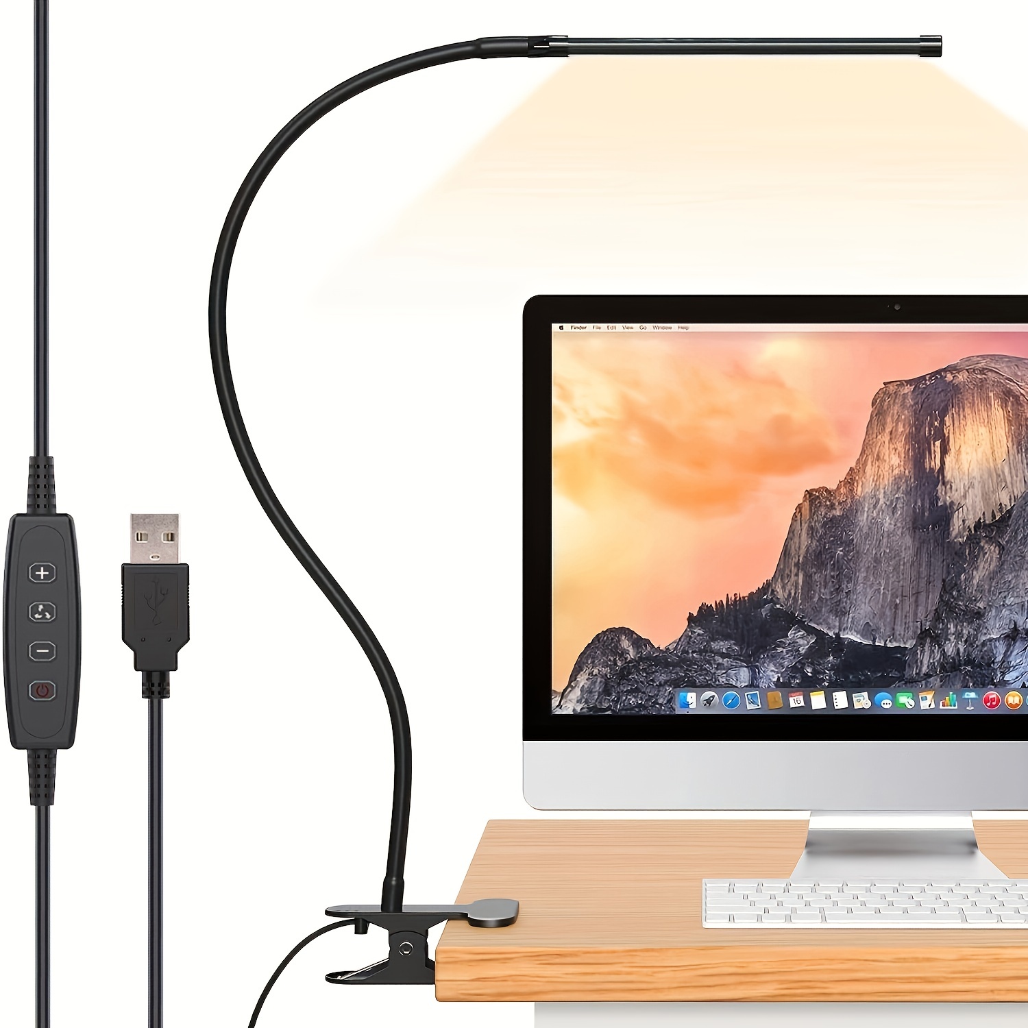 Lampe de bureau LED d'étude avec port de charge USB, écran, calendrier et  veilleuse colorée