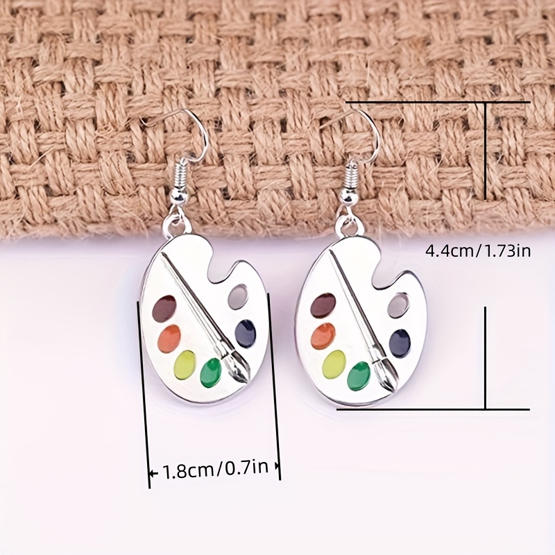 1 Pair Paint Palette Dangle Earrings w/ Real Usable Watercolors