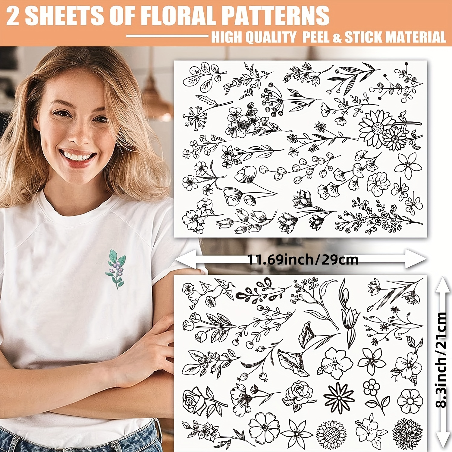 72 Pcs Water Soluble Embroidery Patterns Stabilizers, Stick and Stitch  Embroidery Transfers Paper with Floral Letter Number Patterns for  Embroidery