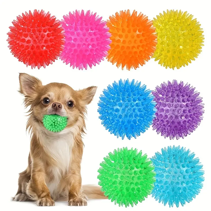 6pzas Bolas Con Púas Chirriantes De Diferentes Colores Para Perros Pequeños  Y Medianos, Juguetes Duraderos Para Masticar Para Cachorros De La Dentició