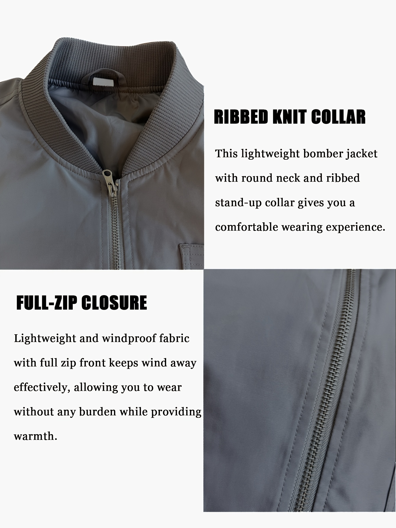 Men's Casual Plain Color Windproof Lightweight Zipper Jacket