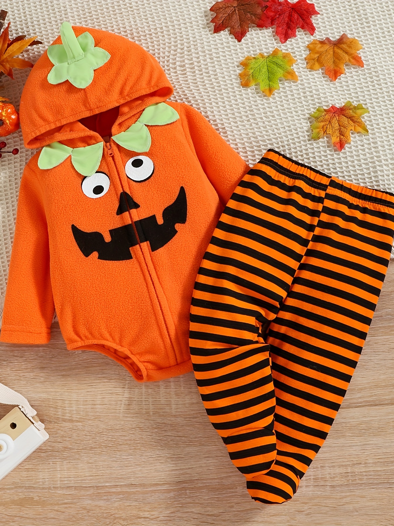 Cute Halloween Costume Outfits Pumpkin Embroidery Hooded - Temu