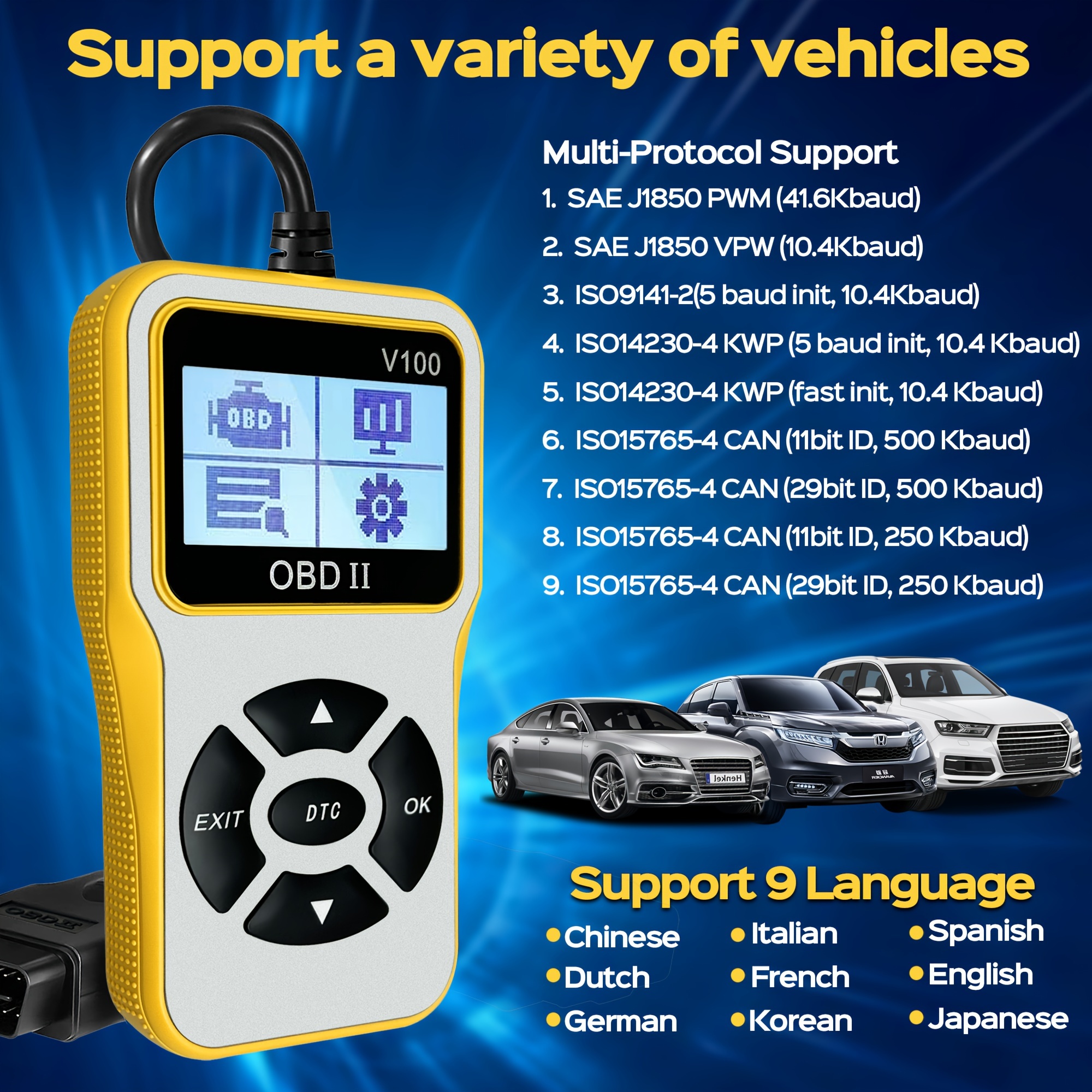 Car Obd2 Scanner Professional Code Reader Vehicle Check - Temu