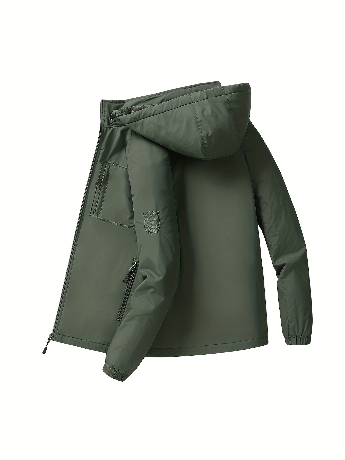  Chaquetas de forro polar para hombre, estilo casual,  desmontable, con cremallera, manga larga, bolsillo, abrigo delgado, para  senderismo, al aire libre, impermeable, Verde ejército, M : Ropa, Zapatos y  Joyería