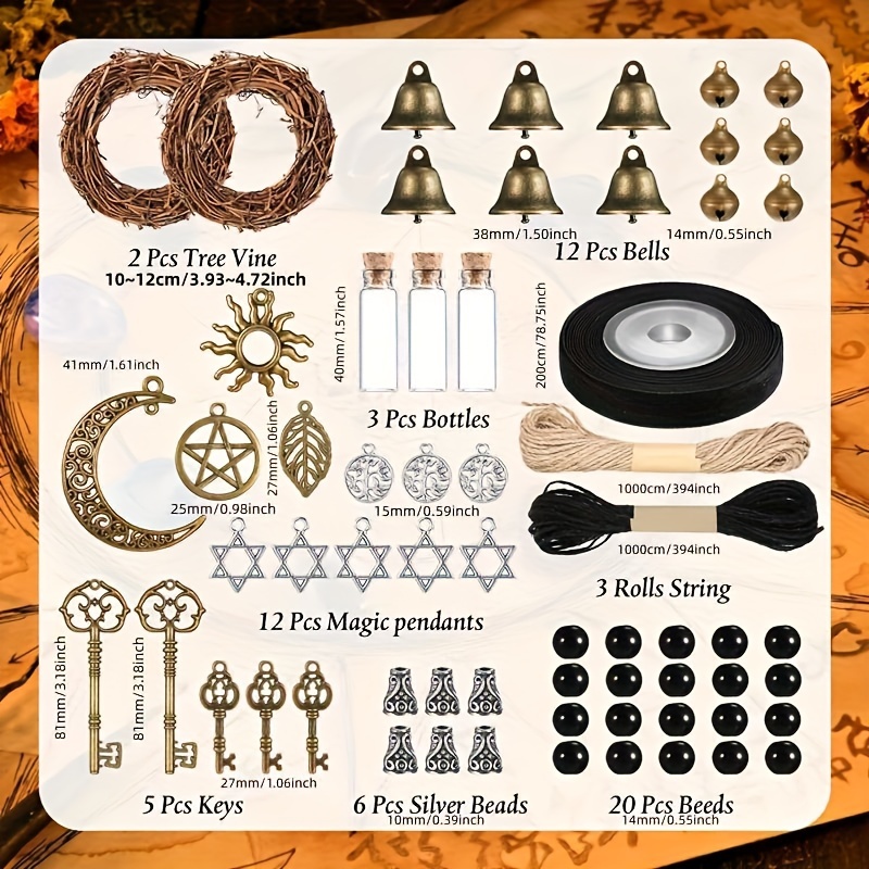 62pcs Witch Bell DIY Kit - Enchant Your Home with Magical Wiccan  Decorations!