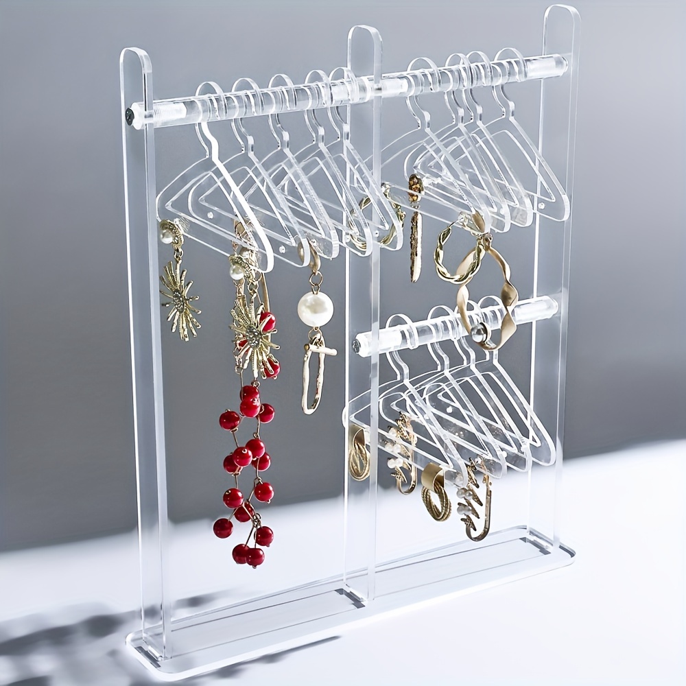 Earrings Rack Holder With Mini Coat Hangers Acrylic Jewelry - Temu