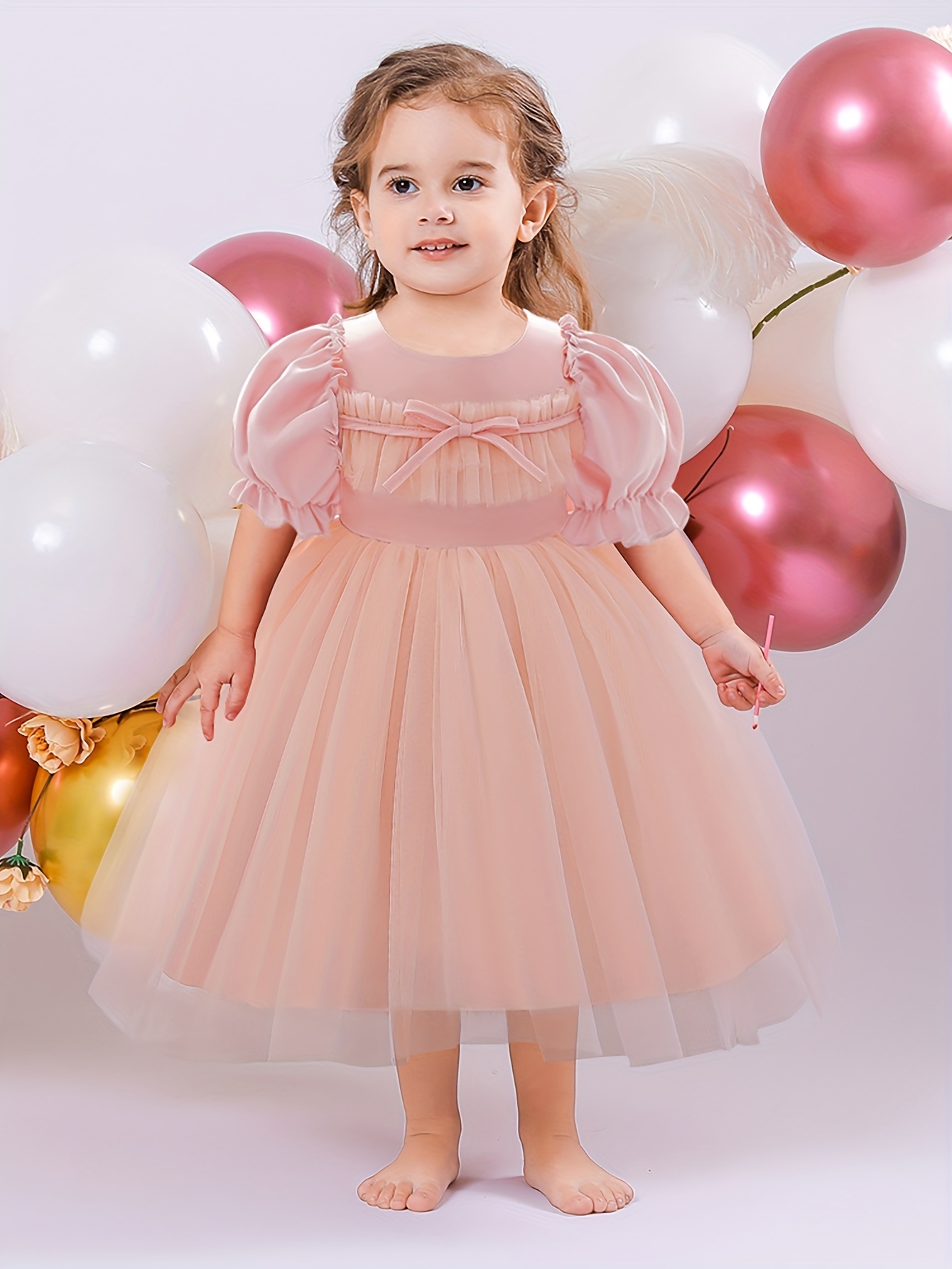 Baby Girls Cute Short Sleeve Tulle Princess Dress Infant - Temu Canada