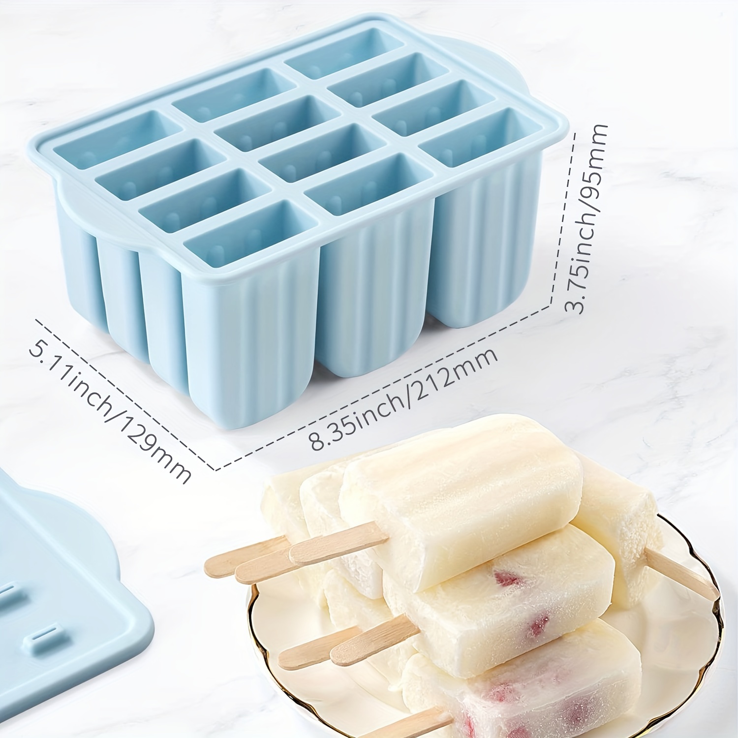 Popsicle Molds,Silicone Ice Pop Molds,BPA Free Popsicle Mold Reusable Easy  Release Ice Pop Maker,Homemade Popsicle Mould with Silicone Funnel and